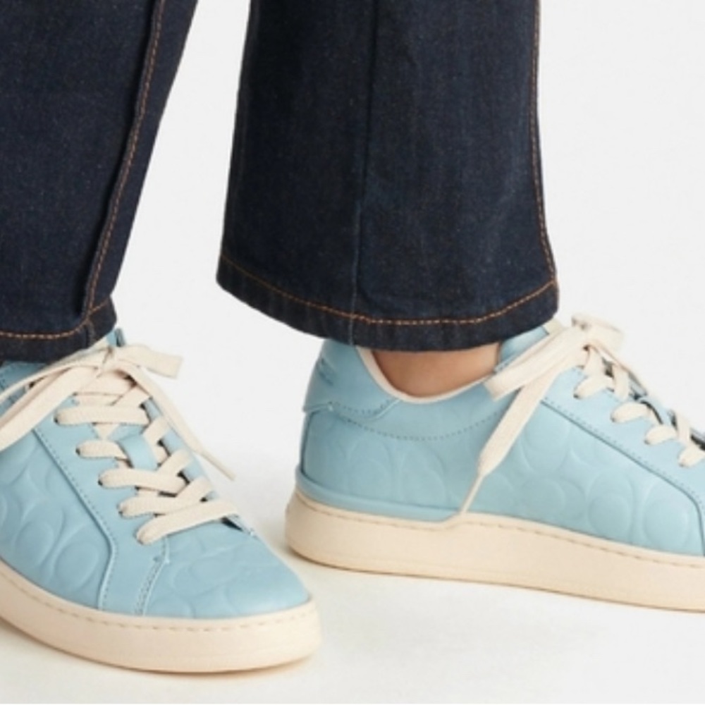 Coach Clip Low Top Sneaker Embossed Logo Waterfall Blue - Picture 4 of 4